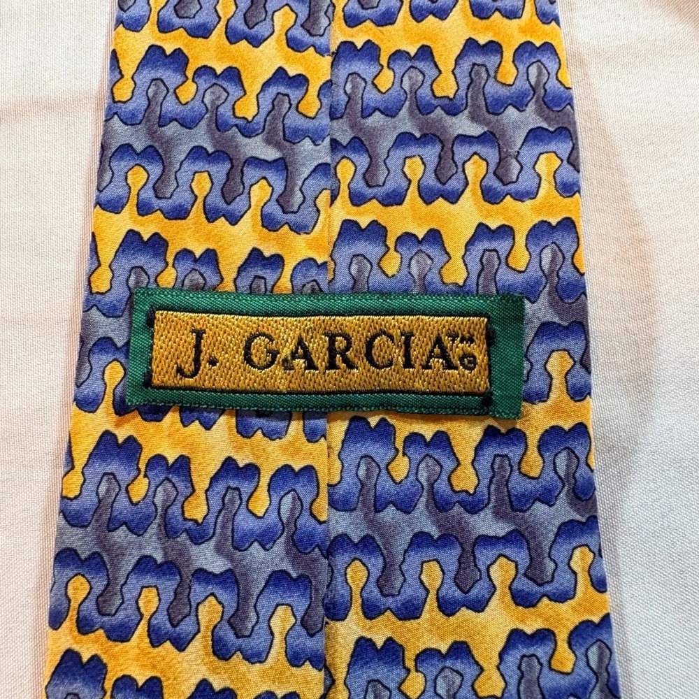 J. Garcia Silk Tie Mens One Size Megalith Collection Ten Abstract Geometric Blue - Picture 3 of 7